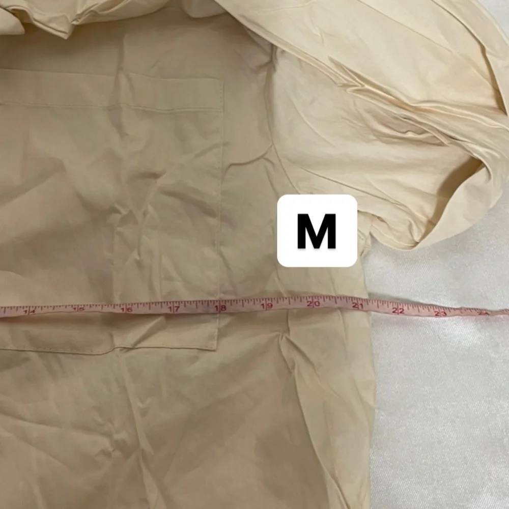 NEW 3pcs set beige womens shirt top shorts button down M;L casual - Picture 9 of 16